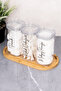 3-Piece Bamboo Stand Cotton Swab - Makeup Cotton Swab Labeled Transparent Mica Jar Cotton Box Set Acrylic Bathroom Organizer 300 ml - 4