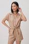 Women's Double Linen Set Knot Detailed Blouse and Shorts Set - 6