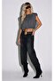 Women's Draped Luxury Collection Padded Sleeveless Stylish Crop Blouse 9418 - 3