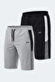 Saki Set of 2 Men's Pocket Capri Black - Gray Shorts