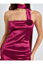 Burgundy Bandeau Midi Dress with Neck Scarf - 4