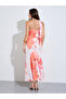 Orange Bandeau Maxi Dress with Neck Scarf - 5