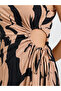 Brown One Sleeve Midi Dress with Ruched Detail - 4