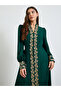 Dark Green Lace Detail A-Line Midi Dress - 3