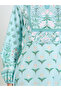Green Floral Long Sleeves A-Line Maxi Dress - 3