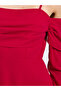 Red Cold Shoulder A-Line Maxi Dress - 4