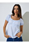 Blue Striped Scoop Neck Blouse - 3