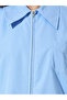 Blue Zip-Up Oversized Shirt - 4
