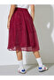 Burgundy Organza Look Layered Midi Skirt - 5