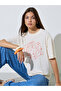 Cream Graphic Crew Neck T-Shirt
