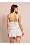 White Bow Detail Babydoll Cami Top and Flared Shorts Set - 5