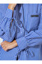Blue Longline Striped Shirt with Tie-Cuff - 4
