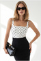 Women's White Zippered Polka Dot Woven Blouse Blz-19003424 - 4
