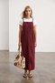 Women's Burgundy Adjustable Strap Long Jean Dress Alc-X15573