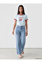 Blue Crew Neck Printed Women's T-Shirt - 3