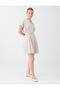 Stone Belt Detailed V-Neck Off-Shoulder Dress - 3