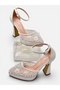 Platform Bridal Shoes, Embroidered Platform Heel Shoes, White Platform Heel Shoes - 3