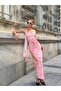 Women's Floral Patterned Maxi Dress with Shawl Detail - 3