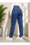 Women's Dark Blue High Waist Mom Fit Jean Pants - 3
