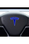 Set of 8 Custom Cut Logo Stickers for Tesla Model Y Steering Wheel Front Rear Rims and Sensors - 5