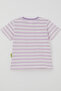 Girl's Short Sleeve T-Shirt with Patchwork Stripes 1-3 Years Old, Lilac - 2