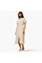 A-line Midi Linen Blend Shirt Dress with Cinched Waist - 2
