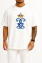 Oversize Swedish Gustaf V Royal Cypher Monogram Monarch Chest Printed Unisex T-Shirt