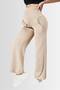 Adjustable High Waist Flexible Maternity and Postpartum Comfortable Cut Pants Beige - 5
