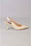 Seç V2430 Genuine Leather Heelled Shoes (Heel Height: 8 cm) Beige