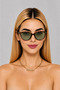 Cat Buckle Model New Season Light Frame Uv Protected Women's Sunglasses Leopard Frame Green Glass - 3