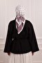 Girdle Detailed Striped Tencel Shirt Black - 4