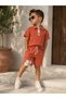 Boy's 100% Cotton Muslin Polo Collar Shorts Set of 2