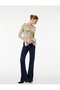Long Spanish Sleeve V-Neck Tie Ruffle Lace Blouse - 2