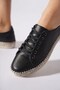 Rebas Sole Stitched Side Stapled Genuine Leather Orthopedic Women's Shoes Black Skin - 5