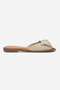 Genuine Leather Women's Crema Bow Slippers Light Beige Summer - 3