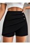 Women's High Waist Front Pleated and Buttoned Short Imported Crepe Shorts