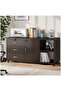 Home Office 100cm Wooden Filing Cabinet with Lock, Bookcase, Drawers & Casters