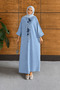 Women's Embroidered Hijab Denim Dress - 3