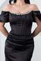 Strapless Neckline Satin Dress with Stones on the Chest Ecr5902 - 2
