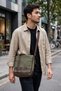 Canvas Look Faux Leather Messenger Bag - 14 Inch Laptop, Shoulder Bag, Casual and Office Use - 5