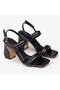 Women's Black Puff Strap Back-Strap Design Thick Heeled Sandals - 2