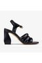 Women's Black Puff Strap Ankle Strap Thick Heeled Sandals