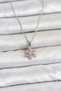 316L Steel Chain Silver Color Pink Zircon Stone Lotus Model Women's Necklace