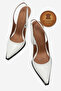 Genuine Leather White Patent Leather Pointed Toe Flat Sole Stiletto High Heel Shoes Vardola - 5