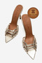 Genuine Leather Women's Open Toe Design Thin Heeled Slippers Gold Sultan Proton - 6