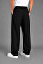 Men's Black Modern Cut Pleated Wide Leg Fabric Trousers - 5