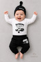 Baby 3-Piece Set Black and White Fan Themed Long Sleeve 100% Cotton Newborn Bodysuit Pants Hat Set I'M Ready for My First Match 0-9 Months - 3