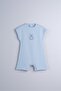 Combed Modal Fabric Embroidered Unisex Baby and Kids Jumpsuit (Blue)