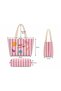 Children's Beach Bag, Embroidered Striped Girls' Beach Bag, Kids Beach Bag, Pink Striped Children's Beach Bag - 4