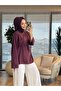 7465 أويشو تونيك بأكمام مربوطة باللون الأحمر الداكن